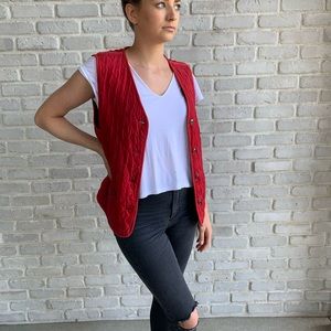 Red Silk Quilted Vest Sz Medium
